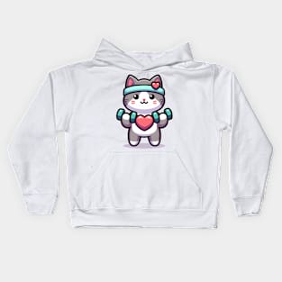 Kitty's Heartfelt Fitness Boost Kids Hoodie